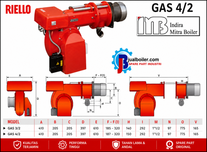 JUAL BURNER GAS 4/2 - ORGINAL RIELLO ITALIA