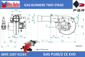DIMENSI GAS P100/2 CE EVO