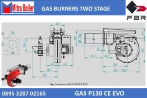 DIMENSI GAS BURNER GAS P130/2CE EVO