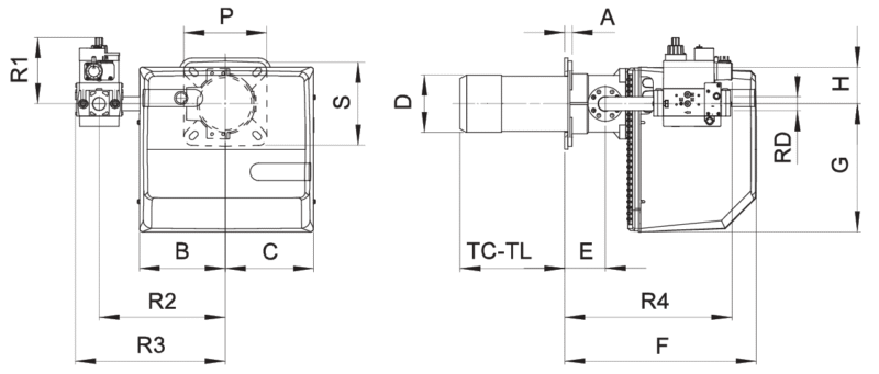 DIMENSI BURNER FBR GAS X5CE